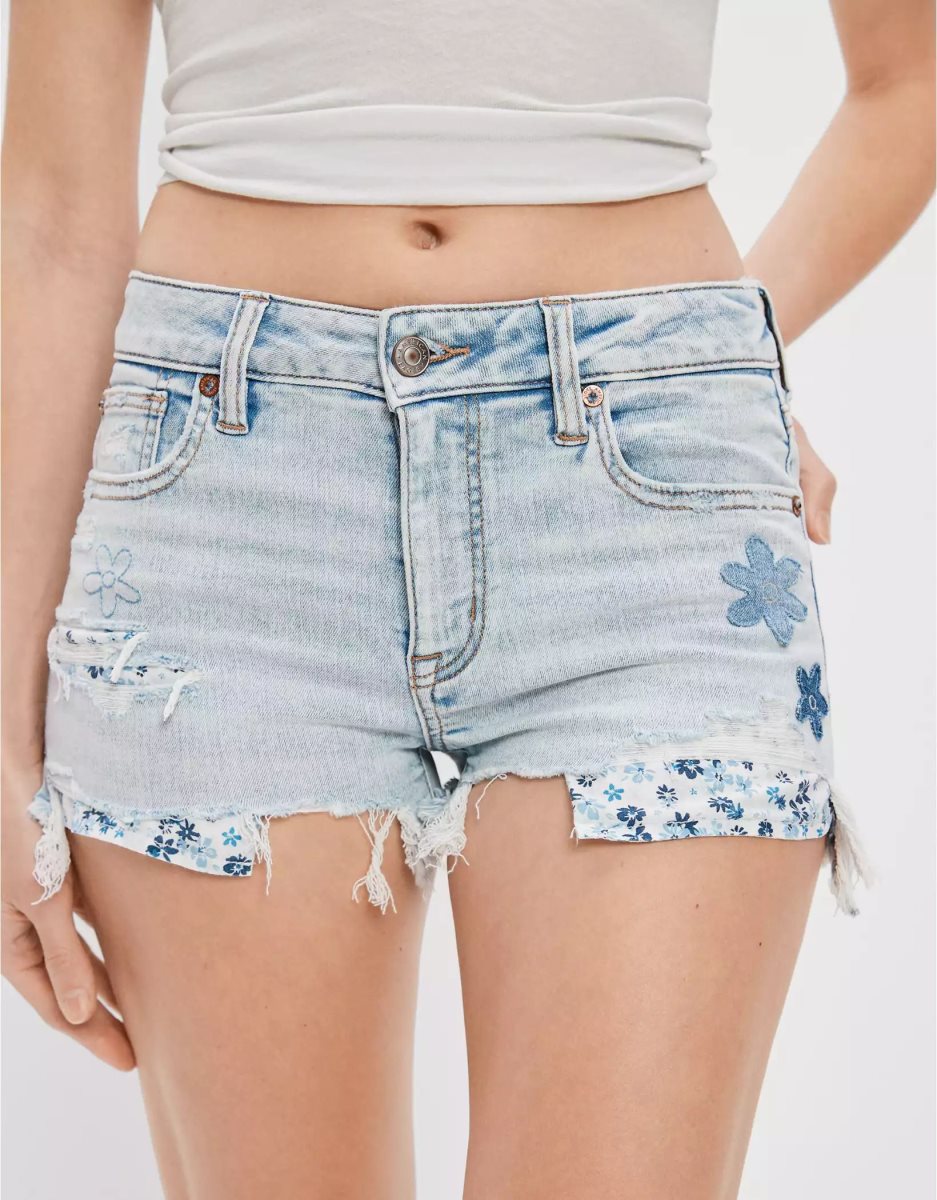 Shorts American Eagle AE Ne(x)t Level High-Waisted Denim Lavage Clair Femme | MSY-42989097